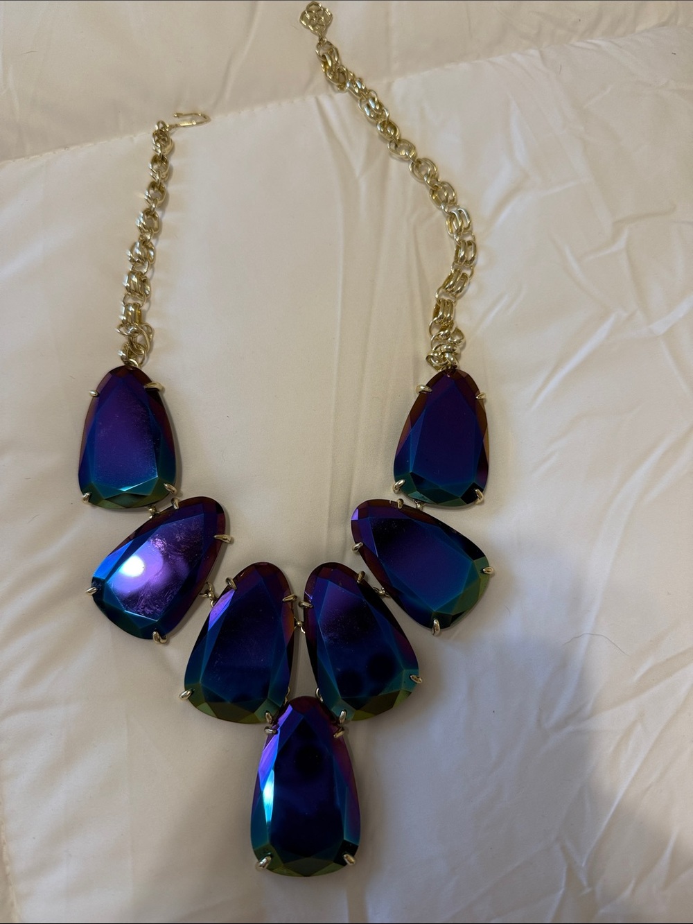 Kendra Scott Iridescent Blue-Purple Teardrop Statement Necklace
